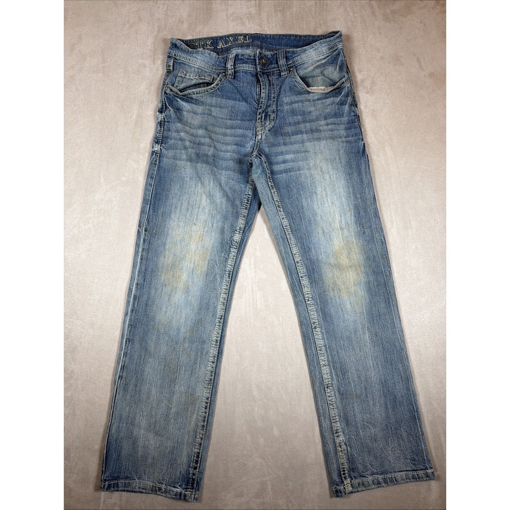 Axel Jeans Men's 30x28 Distressed Straight Leg Blue Denim Faded Casual Wash